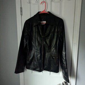 Vintage Charlotte Russe Faux Leather Jacket, Distressed w split zipper, Size M